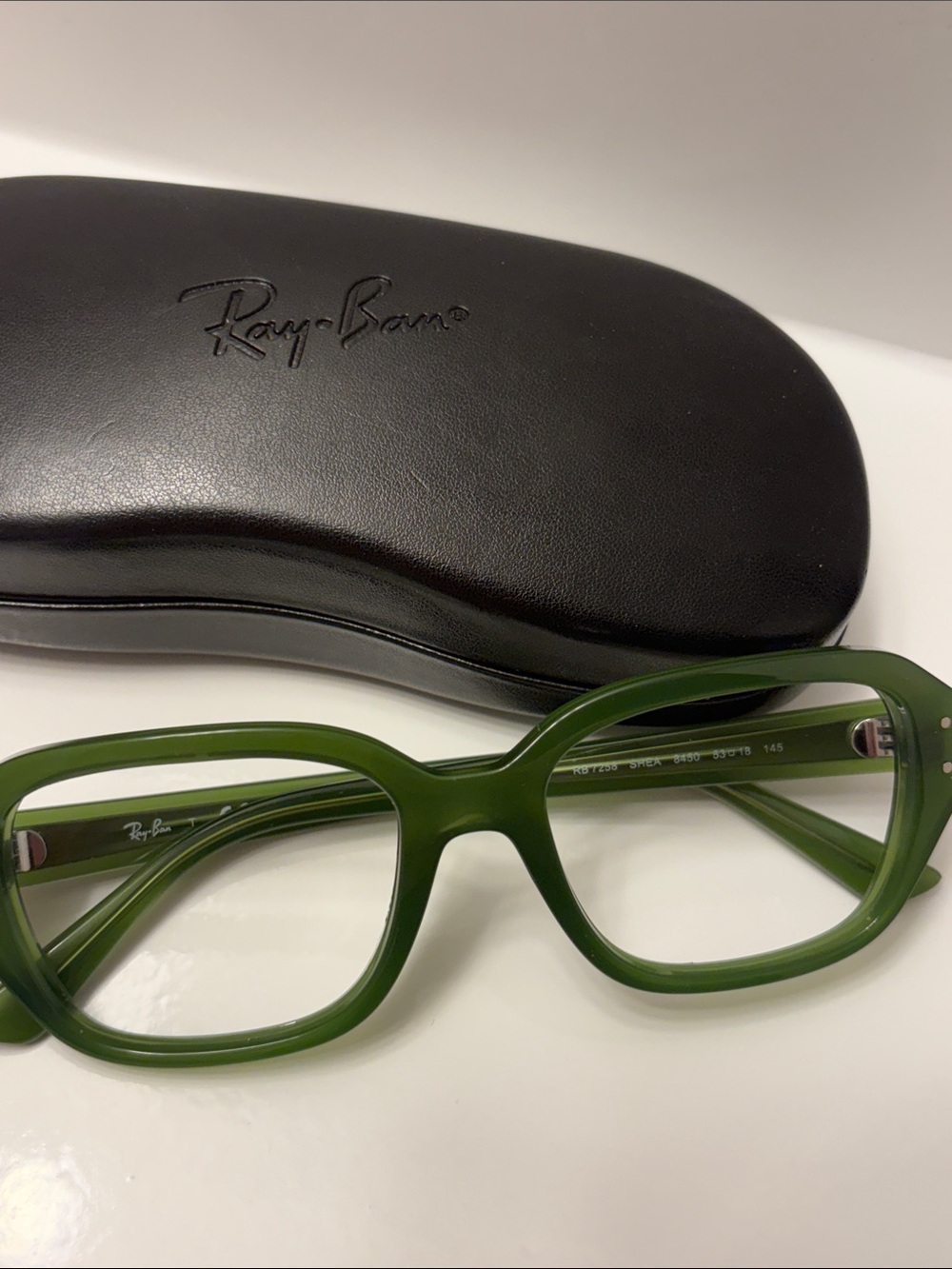 Ray-Ban Olive Green Thick Acetate Rectangle Glasses